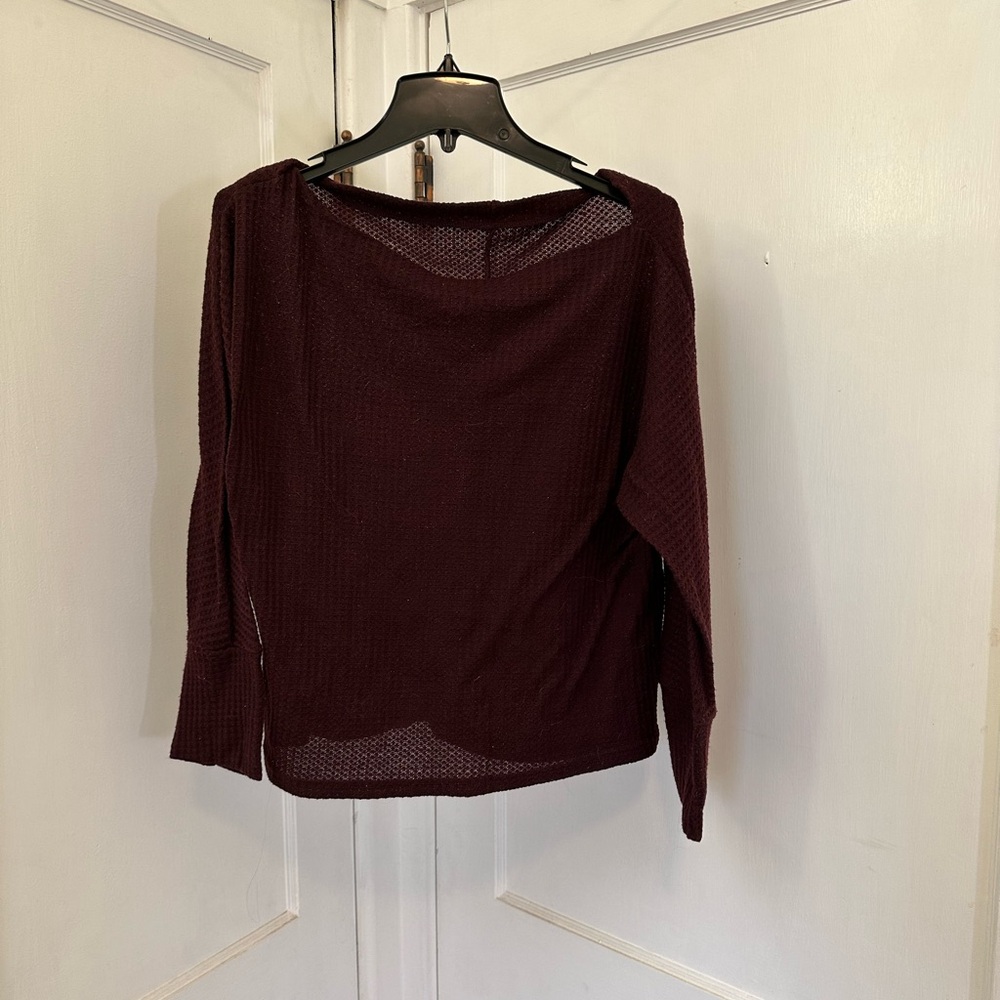 Burgundy Waffle Knit Top XL